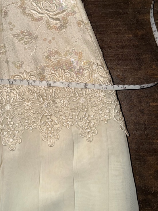 Vintage Jessica McClintock, exquisite Cream Lace & Chiffon-Strap Dress - Picture 12 of 16